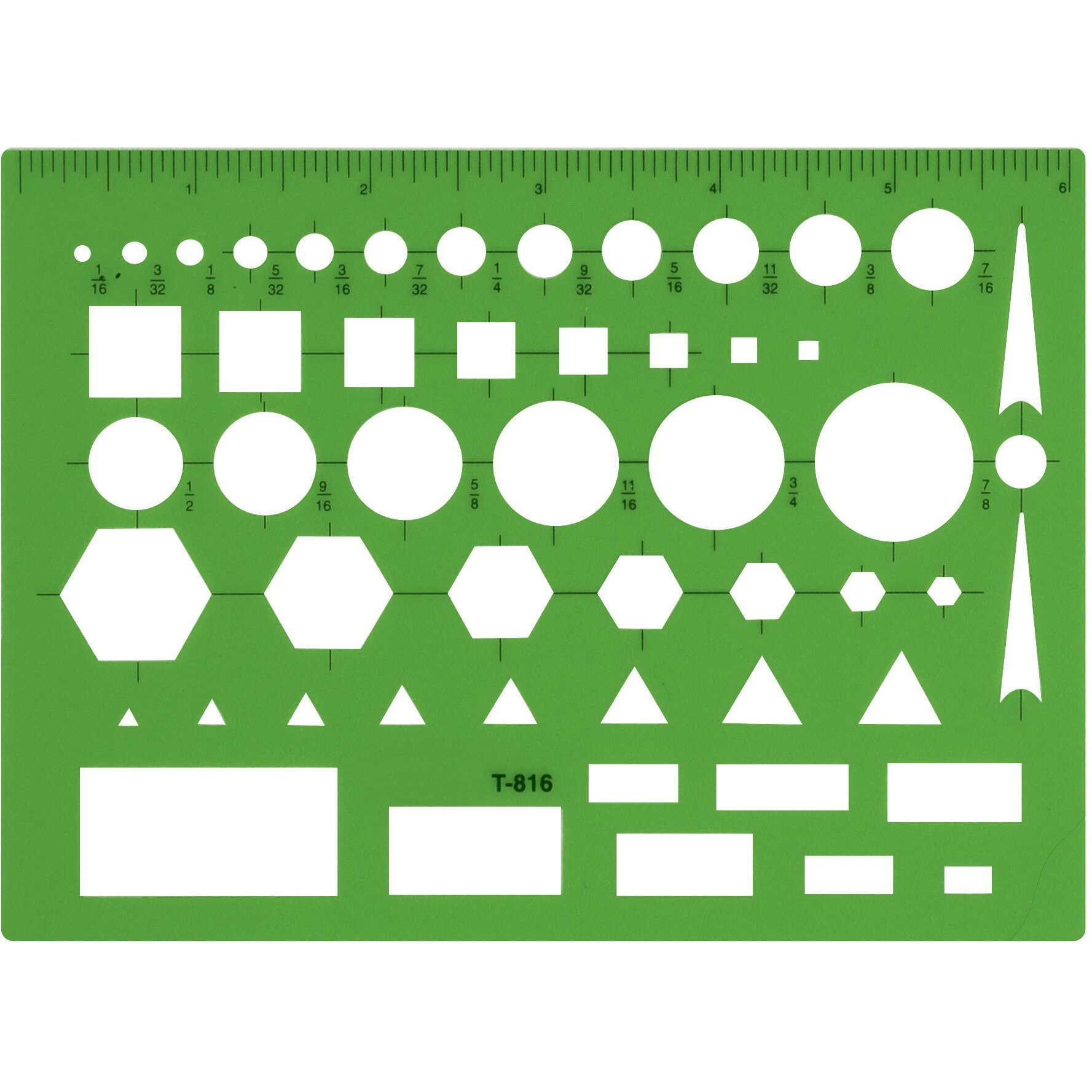 Westcott Technical All Purpose Drawing Template (T-816) , Green , 4 1/2 x 6 in
